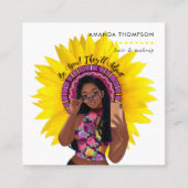 Sonnenblume Schwarze Frau Schönheit Mode Quadratische Visitenkarte (Vorderseite)