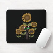 Sonnenblume-schwarze Katze Mousepad (Mit Mouse)