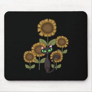 Sonnenblume-schwarze Katze Mousepad