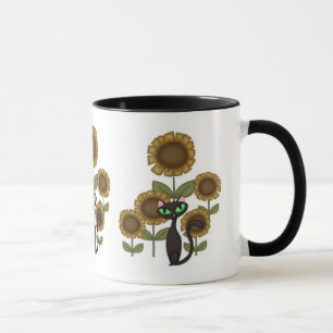 Sonnenblume-schwarze Katze Tasse