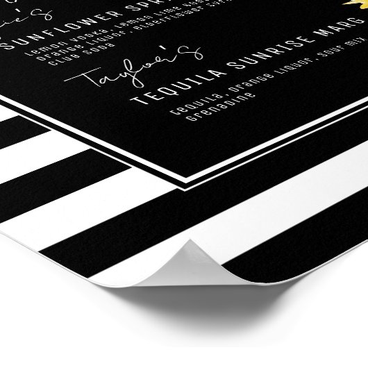 Sonnenblume Schwarzer Streifen Signature Drinks Ho Poster (Ecke)