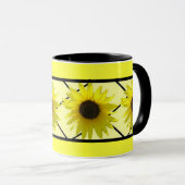 Sonnenblume schwarzes Triming Tasse (VorderseiteRechts)