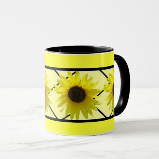 Sonnenblume schwarzes Triming Tasse (VorderseiteRechts)