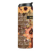 Sonnenblume Segen Dankbarkeit mit Namen Thermosbecher (Nach links gedreht)