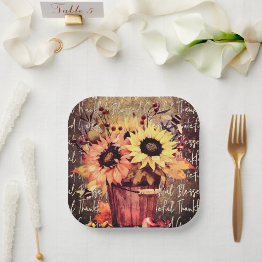 Sonnenblume Segnungen Dankbarkeit Erntedank Pappteller (Hochzeit)