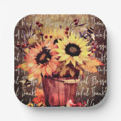 Sonnenblume Segnungen Dankbarkeit Erntedank Pappteller (Vorderseite)