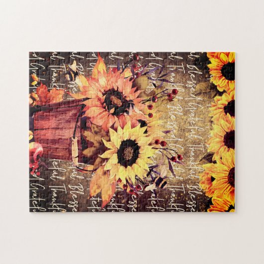 Sonnenblume Segnungen Dankbarkeit Erntedank Puzzle (Horizontal)