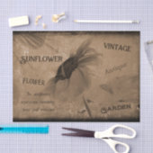 Sonnenblume Sepia Brown Vintag Antique Ephemera Seidenpapier (Handwerk)
