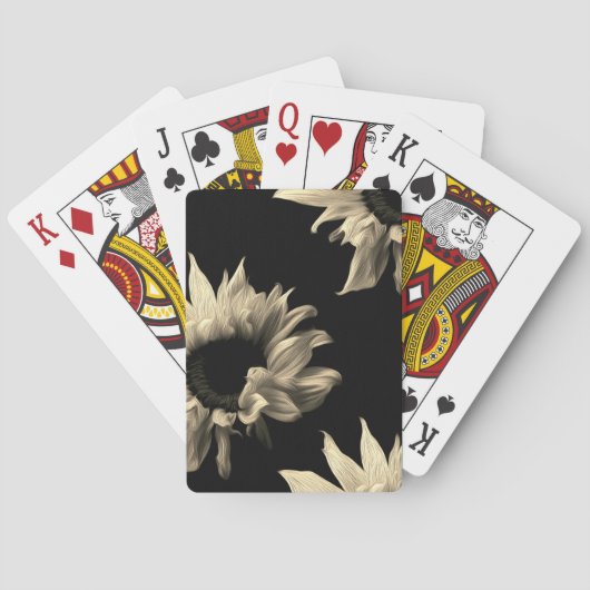 Sonnenblume - Sepia Fine Art Fotograf Einzigartig Spielkarten (Rückseite)