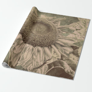 Sonnenblume Sepia Tone Brown Art Texoupage Geschenkpapier