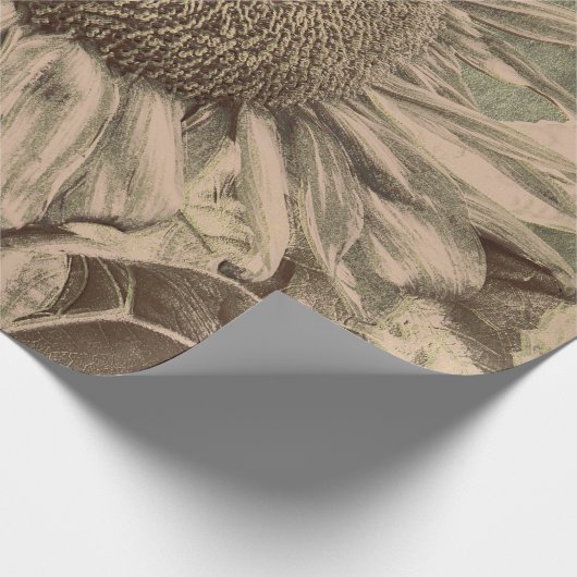 Sonnenblume Sepia Tone Brown Art Texoupage Geschenkpapier (Ecke)