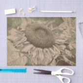 Sonnenblume Sepia Tone Brown Art Texoupage Seidenpapier (Handwerk)