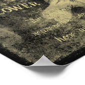 Sonnenblume Sepia Vintag Antique Ephemera Textur Poster (Ecke)