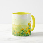 Sonnenblume Serenade Wasserfarbe Tasse Kaffee (VorderseiteRechts)