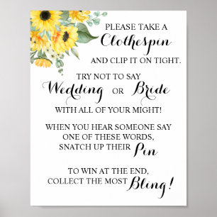 Sonnenblume Setzen Sie ein Clothespin-Brautparty-S Poster