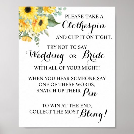 Sonnenblume Setzen Sie ein Clothespin-Brautparty-S Poster (Vorne)