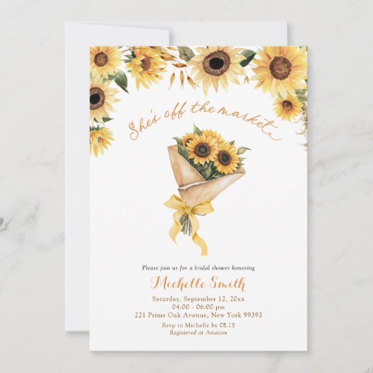Sonnenblume Sie ist vom Brautparty des Marktes Einladung (Vorderseite)
