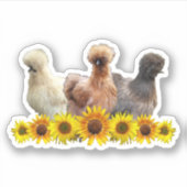 Sonnenblume Silkie Bantam Chicken Trio Aufkleber (Vorderseite)