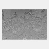Sonnenblume Silver Grau Floral Design Decoupage Geschenkpapier Set (Vorderseite 3)