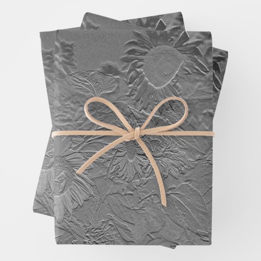 Sonnenblume Silver Grau Floral Design Decoupage Geschenkpapier Set (Beispiel)