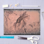 Sonnenblume Sketch Sepia Vintage Antiquitätendekou Seidenpapier (Handwerk)