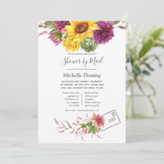 Sonnenblume Sommer Bridal oder Babydusche per Mail Einladung (Stehend Vorderseite)