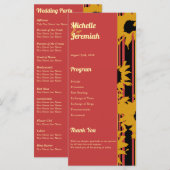 Sonnenblume Sommer Gold Rot Hochzeit Programm (Vorne/Hinten)