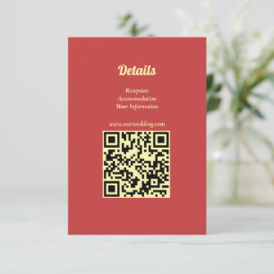 Sonnenblume Sommer Gold Rot Hochzeit QR Code Begleitkarte
