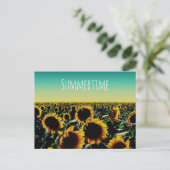 Sonnenblume Sommerzeit Postkarte (Stehend Vorderseite)