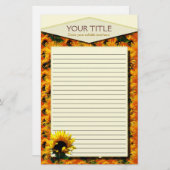 Sonnenblume-Sonnenaufgang gezeichnetes Briefpapier (Vorne/Hinten)
