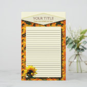 Sonnenblume-Sonnenaufgang gezeichnetes Briefpapier (Stehend Vorderseite)