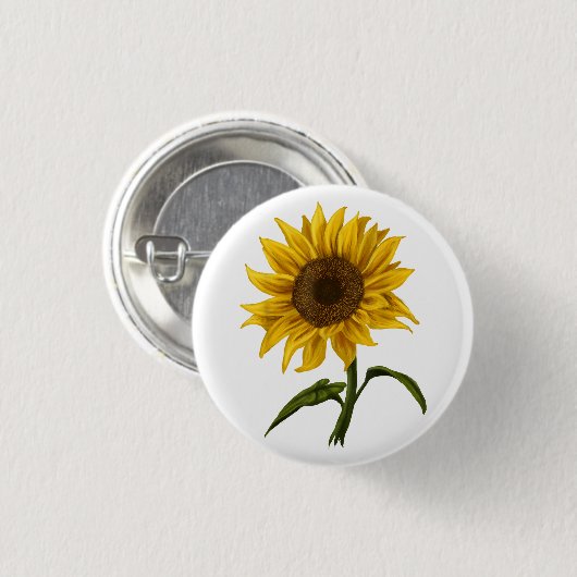 Sonnenblume Sonnenschein Blume Wasserfarben Button (Vorne & Hinten)