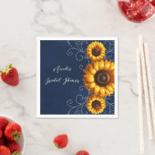 Sonnenblume Sparkle Blaues Rustikales Brautparty Serviette (Beispiel)