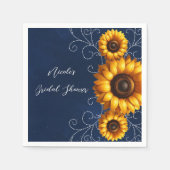 Sonnenblume Sparkle Blaues Rustikales Brautparty Serviette (Vorderseite)