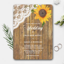 Sonnenblume Spitz Wood Floral Hochzeit Einladung