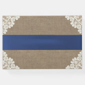 Sonnenblume Spitzen & Burlap Blue Ribbon Rustikale Gästebuch (Rückseite)