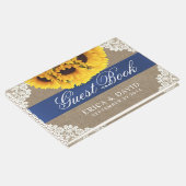 Sonnenblume Spitzen & Burlap Blue Ribbon Rustikale Gästebuch (Ecke)