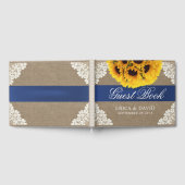 Sonnenblume Spitzen & Burlap Blue Ribbon Rustikale Gästebuch (Voll)