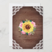 Sonnenblume Spitzen Rosa Blütendusche Rustikale Ba Einladung (Rückseite)