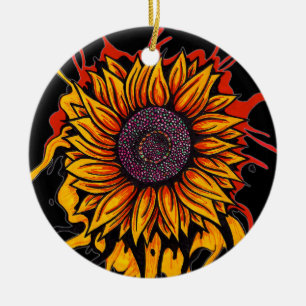 Sonnenblume Splattered Keramik Ornament
