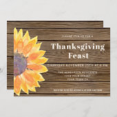 Sonnenblume Stall Holz Erntedank Abendessen Einlad Einladung (Vorne/Hinten)