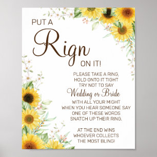 Sonnenblume stecke einen Ring Brautparty-Spielschi Poster