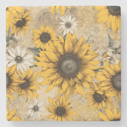 Sonnenblume Steinuntersetzer (Vorderseite)