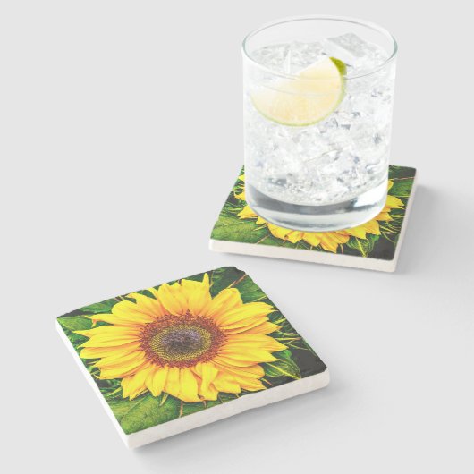 Sonnenblume-SteinUntersetzer Steinuntersetzer (Seitenansicht)