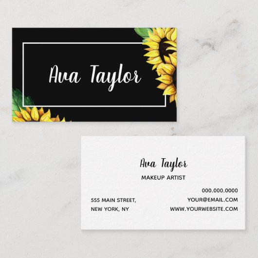 Sonnenblume Stilvoll Modern Girly Visitenkarte (Vorne/Hinten)
