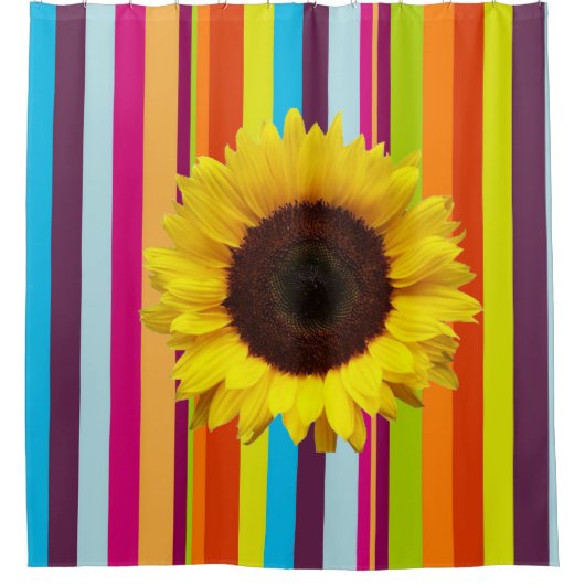 Sonnenblume Streifen Duschvorhang (Vorderseite)