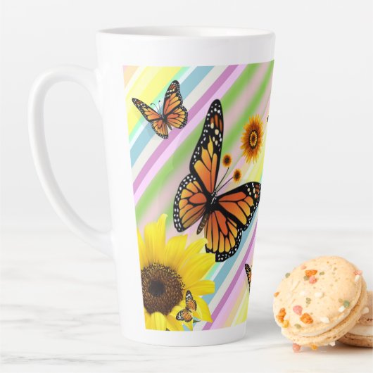 Sonnenblume Streifen Latte Tasse Butterfly Hummel (Beispiel)