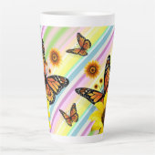 Sonnenblume Streifen Latte Tasse Butterfly Hummel (Vorderseite)