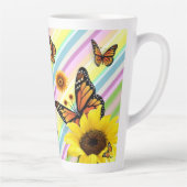Sonnenblume Streifen Latte Tasse Butterfly Hummel (Rechts)