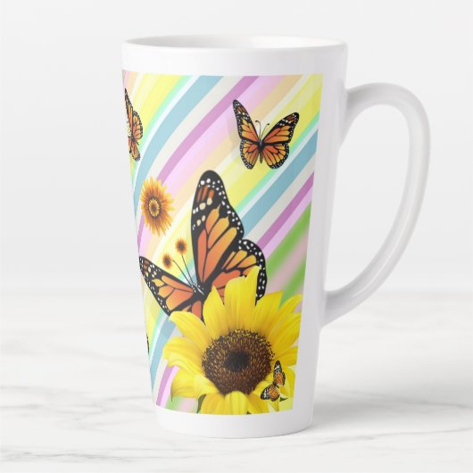 Sonnenblume Streifen Latte Tasse Butterfly Hummel (Rechts)